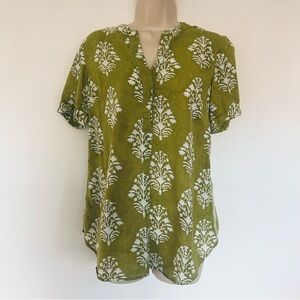 Fabindia Women’s Green Cotton Printed Hand Block Printed Tunic Small